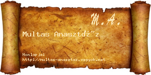 Multas Anasztáz névjegykártya